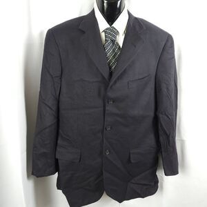 Hartz & Co Mens 40R Navy Blue 100% Worsted Cashmere 3-Button Sports Coat Blazer